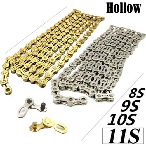 Light weight 8/9/10/11 speed road mtb mountain bike bicycle chains 8s 9el 10SL 11EL X10SL X10EL 116Links Chain Gold 10 Speed
