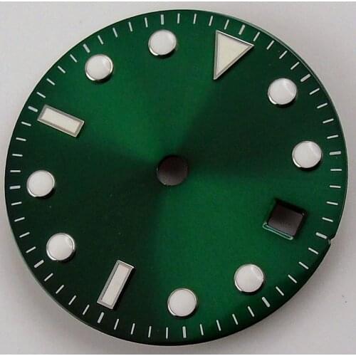 28.5mm Sterile Green Watch Dial Watch Date Window Fit NH35A NH36A ETA 2836 Miyota 8215 821A 8205 MOVEMENT