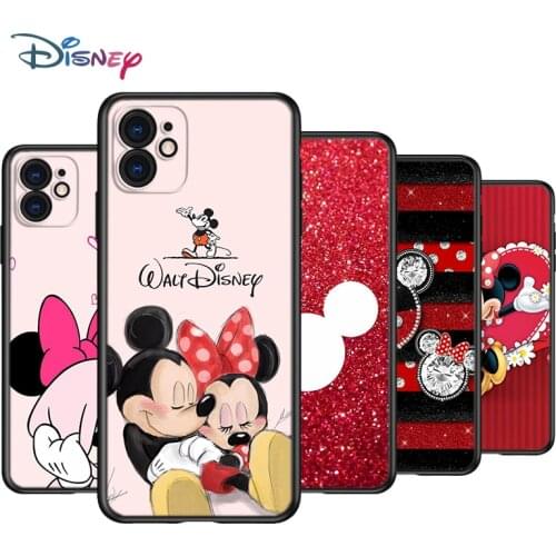 Disney Red Mickey Minnie Silicone Black Cover For Apple IPhone 12 Mini 11 Pro XS MAX XR X 8 7 6S 6 Plus 5S SE Phone Case