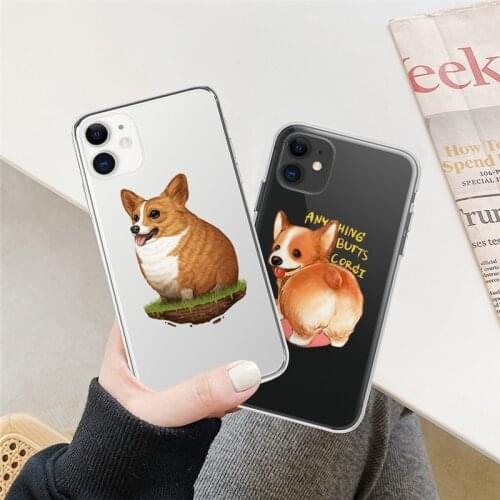 Cartoon Corgi Puppy Case For iPhone 11 12 Pro XS Max 6 6S 7 8 Plus X XR 5S SE2020 12 Mini Soft Silicone Clear Shockproof Shell