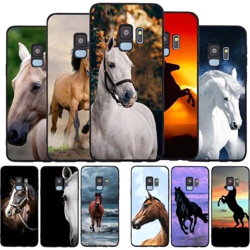 Horse Animal black Soft phone Case For Samsung S20 S10 S9 S8 S7 edge Plus Lite Note 8 9 10 A6 A7 A8 A9 2018 Cover
