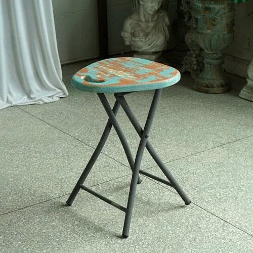 Saddle top decorative retro vintage metal wood fold up stool