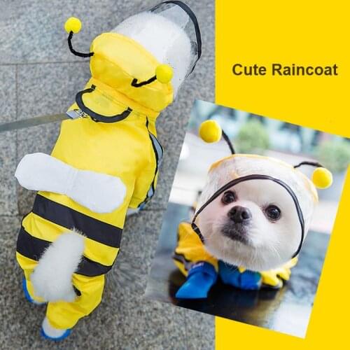 Pet Dog Raincoat Four-Legged Waterproof All-Inclusive Teddy Poncho Pet Rainy Clothes Small And Medium-Sized Dog Cute Clothes