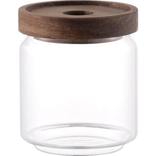 Glass Airtight Canister Clear Jars Cereal Container Food Storage Bottles Coffee Tea Storage Jar Can with Wood Lids WWO66