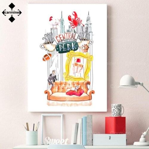 Watercolor Art Canvas Painting Central Perk Wall Art Posters and Prints Friend Sublimation Design Picture Home Nordic Decoration