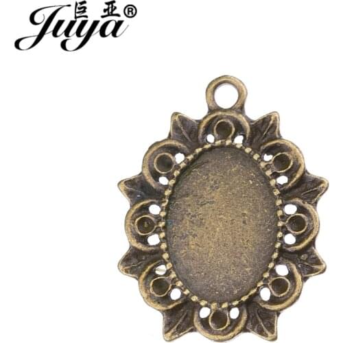 JUYA Filigree Flower Cabochons Frame Fix 10x14mm Oval Cameo Glass 10pcs/lot Cheap Jewelry Diy Accessories Supplier AD0201