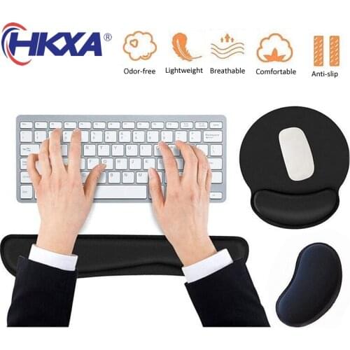 HKXA Wrist Rest Mouse Pad Memory Foam Set Superfine Fibre Wrist Rest Pad Ergonomic Mousepad for Typist Office Gaming PC Laptop