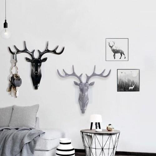 Deer Head Animal Wall Door Clothing Hook Display Storage Racks Self Adhesive Hanger Bag Keys Sticky Holder Creative Decor