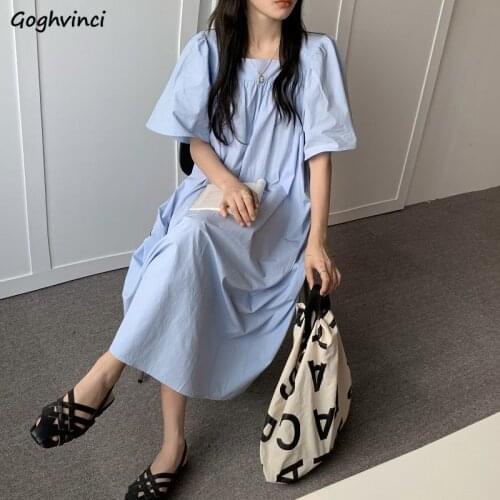 Summer Dresses Women Popular Solid Sweet Girls Students Casual Loose Female Vestidos Korean Style All-match Harajuku Retro Soft