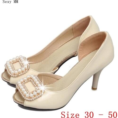 Summer Pumps Women Peep Toe High Heels Party Wedding Shoes Woman High Heel Shoes Small Plus Size 30 - 50
