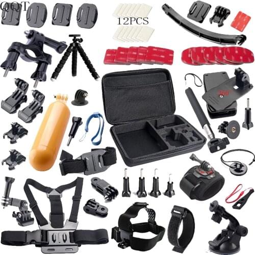 QQT for Gopro accessories Set support Strap Helm Harness Brustgurt mini stick Einbeinstativ Stativ Gopro Hero9 8 7 6 5 4 XiaoYi