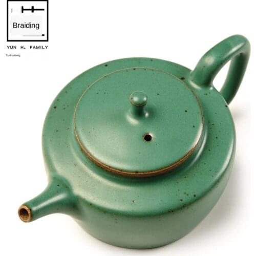 Japanese-Style Coarse Pottery Teapot Single Teapot Handmade Vintage Kiln Baked Ceramic Kung Fu Tea Set Teapot Porcelain Teapot