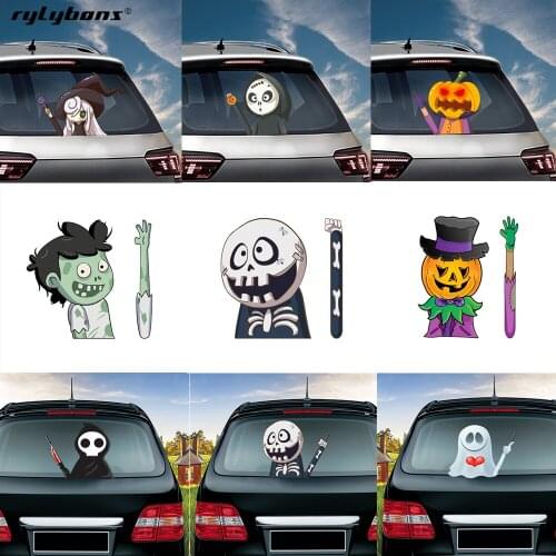 Hallows' Day Decoration Witch Pumpkin Ghost Car Waving Wiper Stickers Rear Window Wiper Stiker Halloween Car Stickers And Decals