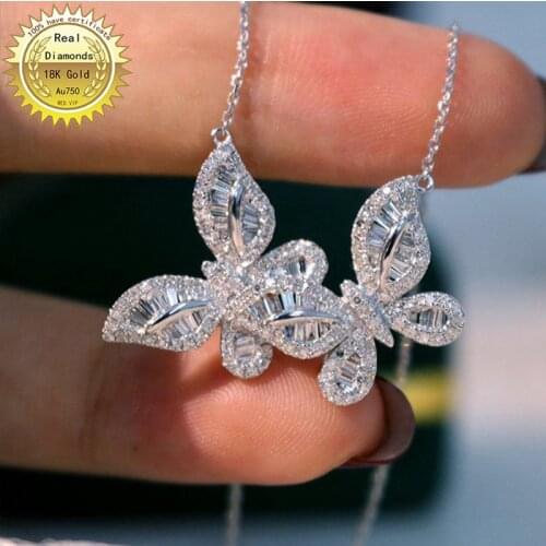 Real 18K gold necklace natura 0.75ct diamonds necklace H-M026