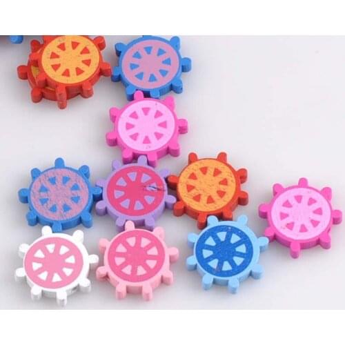 2017 New Mixed Cute Lovely Rudder Spot Wooden Spacer Beads For Jewelry making DIY 24X24mm 50pcs MT1453