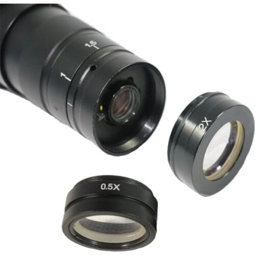 Free shipping 2pcs 0.5X & 2.0X industry video microscope Camera Objective lens for 10A C-MOUNT lens Barlow Auxiliary Glass Lens