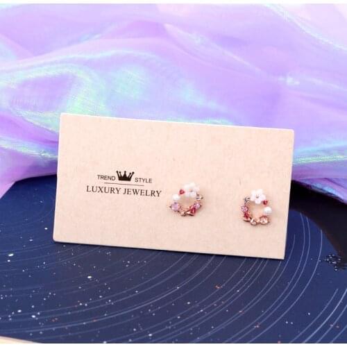 Wholesale 100pcs/lot 5x9cm Fashion Earrings Display Card Beige Paper Cards Fit DIY Jewelry Ear Studs Custom Logo Need Extra Cost