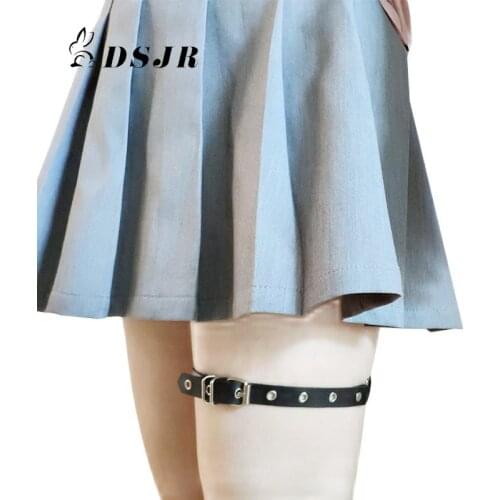 Sexy Japan Girl Punk Leather Garter Leg Ring Bridal Cosplay Fashion Stocking Chain for Ladies Gift Cute Elastic Body Thigh Ring