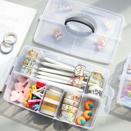 Plastic Makeup Organizer Jewelry Storage Box Removable Storage Case Transparent Suitcase Office Sundries Stationery Organizer