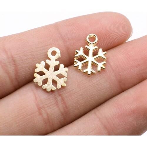 Tristana 40pcs 15x10mm Christmas Snowflake Charms Pendant DIY Jewelry Findings KC Gold Tone