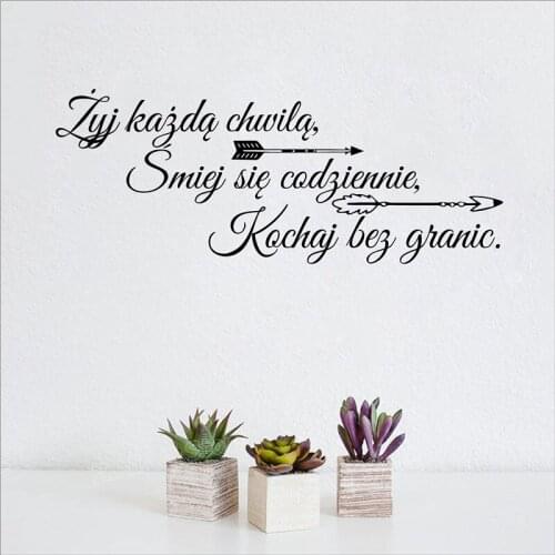 Poland Family Life Quotes Vinyl Wall Sticker Polskie Live Every Moment Laugh Every Day Art Decor Wall Decals Home Decoration