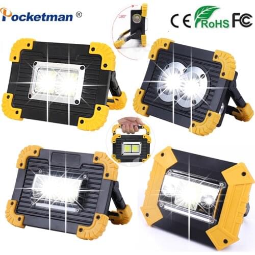 100W Portable Spotlight search light flashlight tortch COB Work Light power by 2*18650 Rechargeable Battery for camping Repair