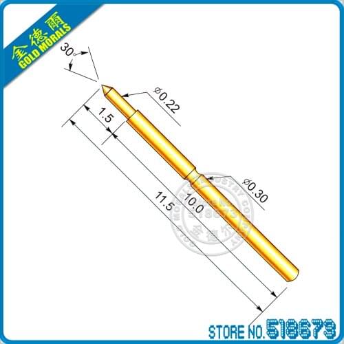 100pcs P035-B1 Dia 0.22mm Spring Test Probes Pogo Pin Length 11.5mm (30g)