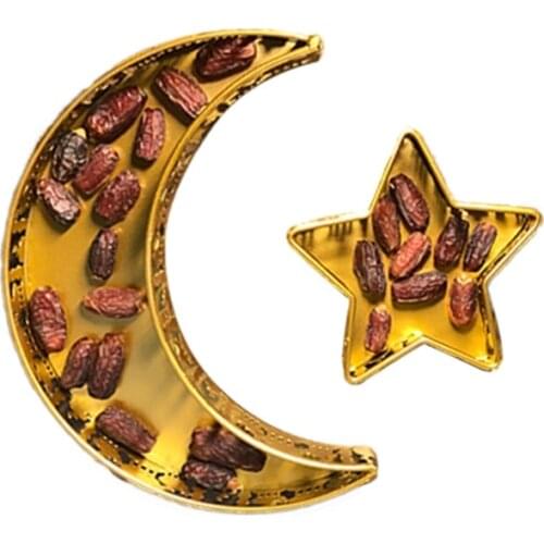 Ramadan Kareem Decor Tableware Dessert Food Storage Container Shape of the Stars and Moon Cupcake Rustic Biscuit Snack