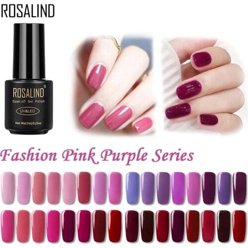 ROSALIND Pink Purple Series Gel Nail Polish Vernis Semi Permanent UV All For Manicure Top Base Set Nail Art Design Gel Varnish