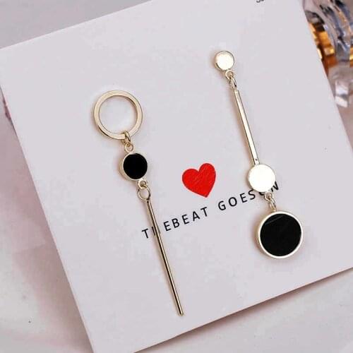 Korean Simple Geometric Round Earrings For Women Creative Personality Asymmetrical Drop Earrings Party Jewelry Birthday