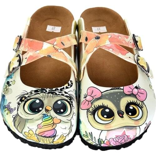 Digital Edition womens pastel color owl design womens cross band sabo slippers New Season Casual Sandals Soft Soled Woman