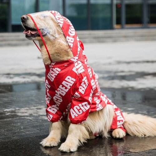 Large Dog Raincoat Pet Waterproof Detachable Big Dogs Rain Jacket Water Resistant Clothes For Golden Retriever Labrador Husky