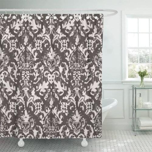 All Distressed Damask Pattern Brocade Over Accessory Bunting Graphic Shower Curtain Waterproof Polyester Fabric 60 x 72 Inches