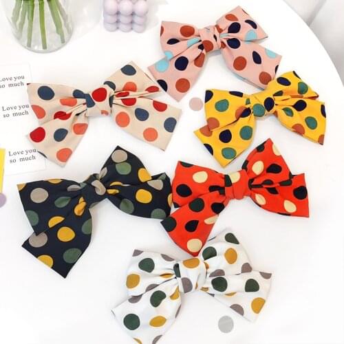 Fashion Hairgrips Big Large Bow Hairpin For Women Satin Trendy Ladies Hair Clip Girls Wave Point Cute Barrettes Hair Accessories