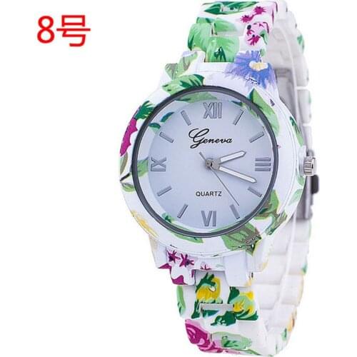 Alloy flower strap ladies watch geneva print watch