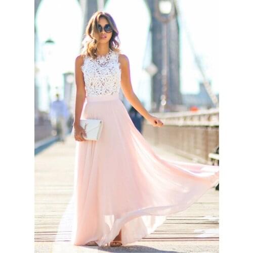 Women Sleeveless Hollow Out Maxi Dress 2019 Ladies Summer Boho Lace Long Sundress Female Beach Evening Party Dresses Fashion New