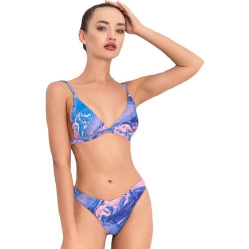 Womens 2021 Summer New Split Sling Bikini Leopard Sexy Suit