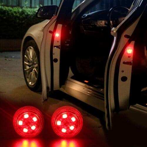 2pcs Wireless LED Car Door Warning Lights Anti Rear-end Collision Lamps Magnetic Sensor Strobe Flashing Alarm Lights