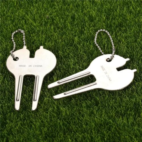 2pcs Golf Green Divot Tool Pitchfork Pitch Fork Marker Repair Keychain Golfer Gift Golf Accessories Free shipping