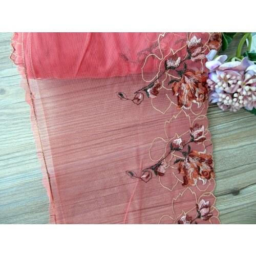 2Yards Floral Embroidered Lace Trims Lingerie Bra Dolls Dress Sleeve 20cm DIY Applique Fabrics 20cm Width