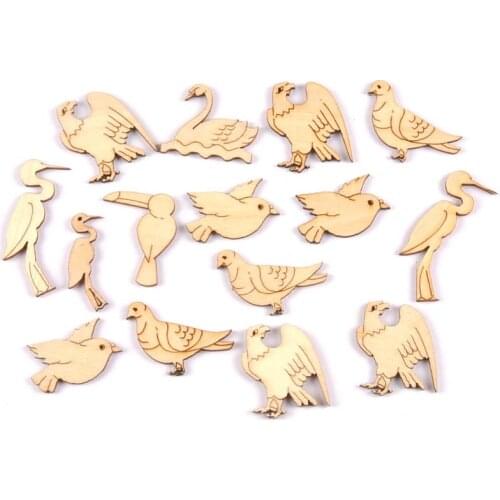 20Pcs Wood Handicraft mixed Bird DIY Wooden Crafts Scrapbookings Accessories Embellishment decorations 25-35mm MT1937
