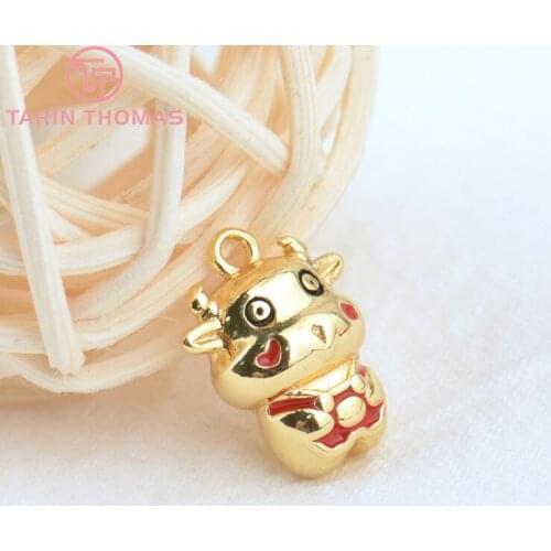 4PCS 12x15MM Hole 1.5MM 24K Gold Color Brass Cow Charm Pendants for DIY Jewelry Making Findings Accessories