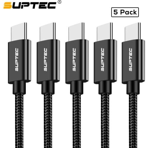 SUPTEC 5 Pack USB Type C Cable for Samsung S9 S8 Note 9 2A Charger Fast Charging Type-C Cable for Huawei Xiaomi Mi 8 Oneplus 6 5