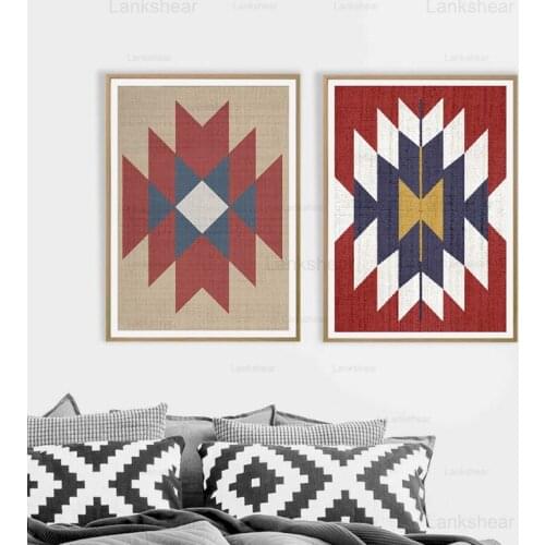 Aztec Rug Boho Wall Art Posters and Prints Western Wall Art Aztec Tribal Canvas Painting Picture for Living Room Home Decoration