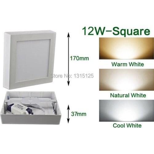Aluminum Square LED Panel Light / 12W Surface Panel Wall Ceiling Down Lights Wholesale Mount Bulb Lamps Free Shipping
