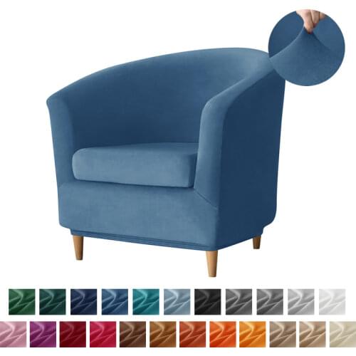 Split Style Velvet Tub Chair Slipcovers Living Room Stretch Single Seat Sofa Covers With Cushion Cover Armchair Protector Cover