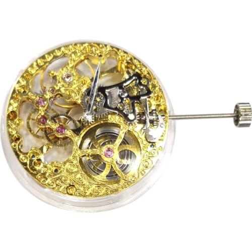 17 Jewels Movement Full Skeleton Gold Plated 6497 Watch Movement For ETA 6497 Watch Hand Winding Movement 18000 Beats Replace