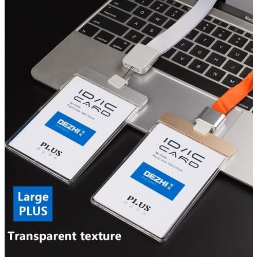 Dezhi ID Holder demonstrates the working card set 10x7cm identification card telescopic Jacket Transparent ID Badge Case Clear