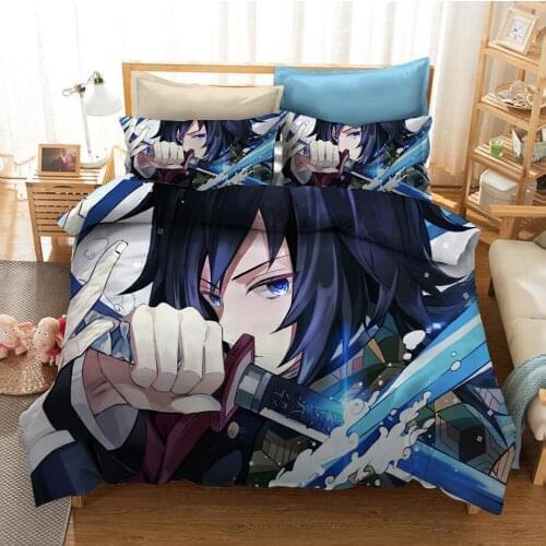 Anime Demon Slayer 3D Print Cartoon Comforter Kids Bedding Set Luxury Duvet Cover Pillowcase Home Textile Queen King Full Size