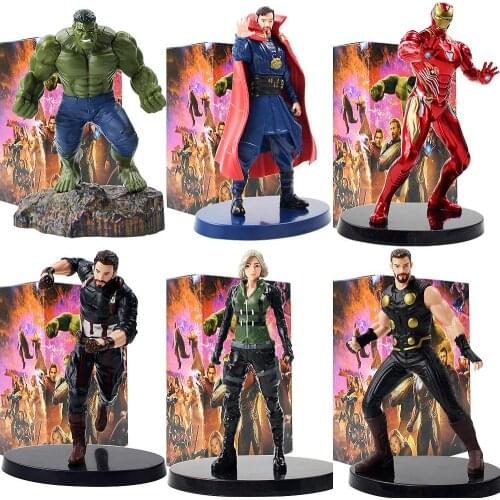 15-20cm Marvel Avengers Infinity War Iron Man Hulk Thor Doctor Strange Captain America Black Widow Action FIgure Model Toys